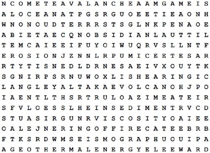 Earth science word search answers key