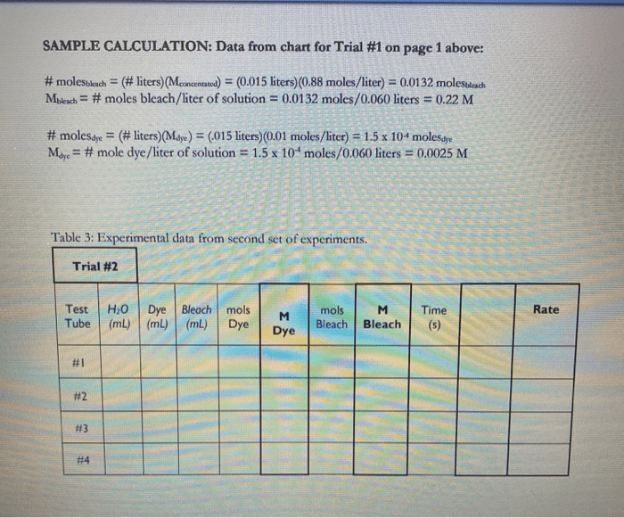 Dye bleaching kinetics lab report