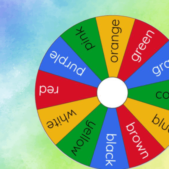 An online spinner has two colored regions