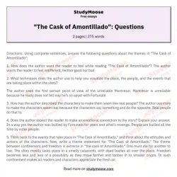 The cask of amontillado questions answer key