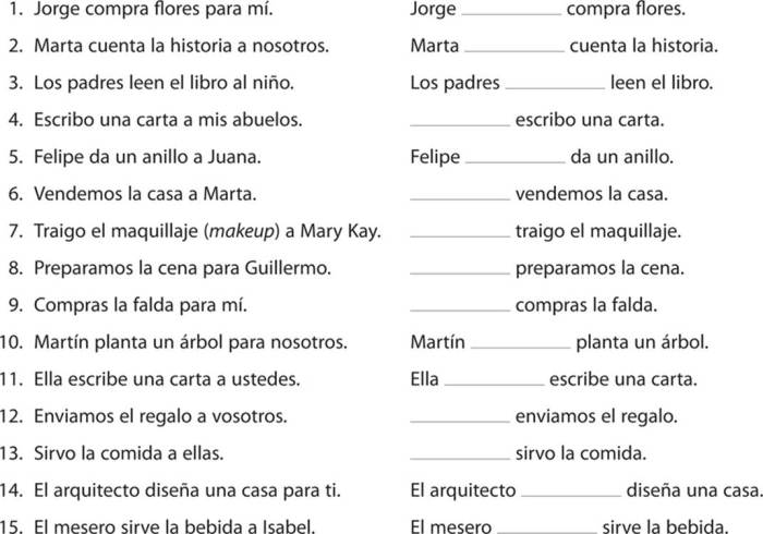 Which indirect object pronoun correctly completes the sentence